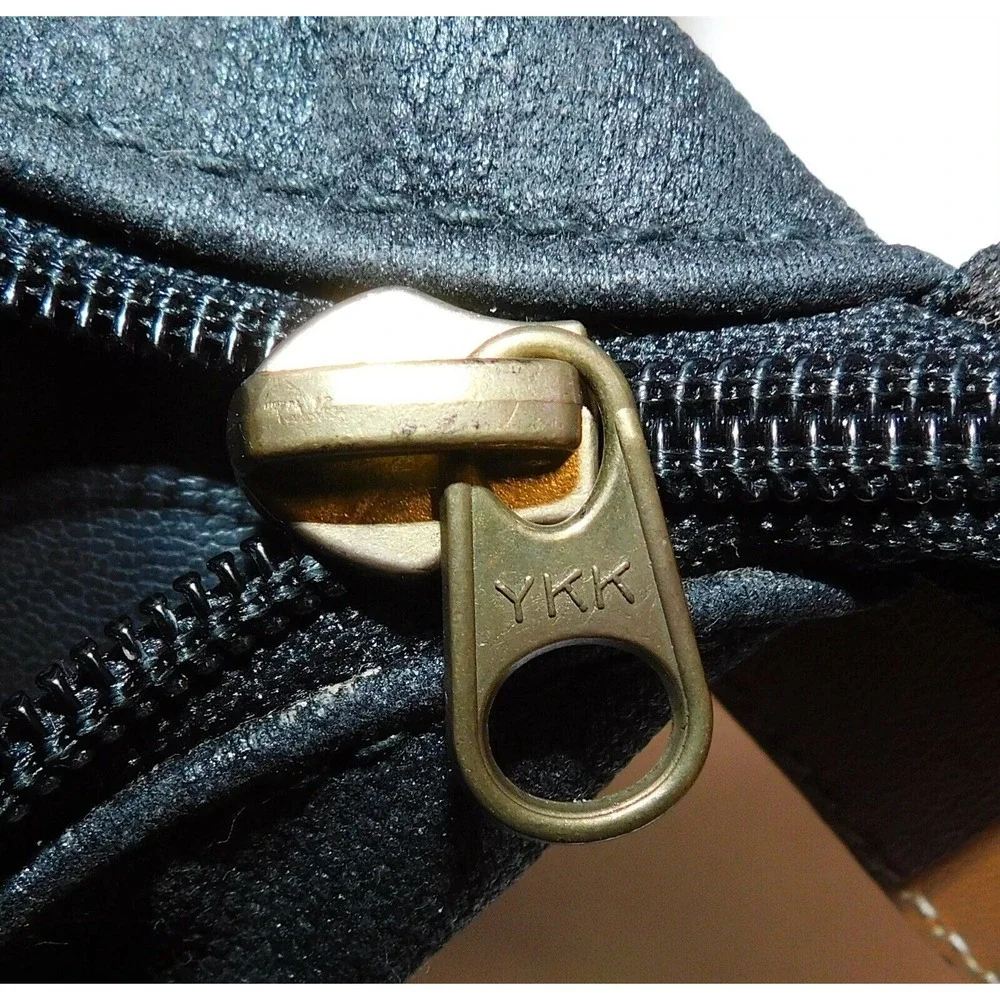 Fendi Italy Vintage Black Striped Canvas Leather Duffle Carry-on Tote Bag‎